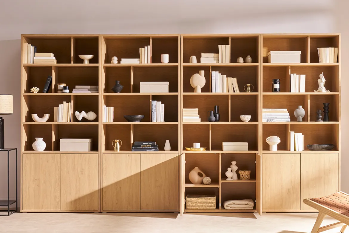 Bibliothèque finition bois clair chêne L92 cm NAGANO