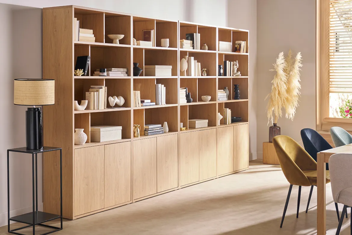 Bibliothèque finition bois clair chêne L92 cm NAGANO