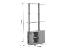 Bibliothèque finition bois clair chêne avec rangement 2 portes coulissantes L90 cm EPIC