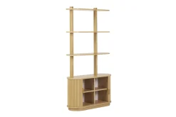 Bibliothèque finition bois clair chêne avec rangement 2 portes coulissantes L90 cm EPIC