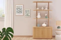 Bibliothèque finition bois clair chêne avec rangement 2 portes coulissantes L90 cm EPIC