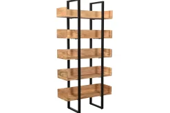 Bibliothèque industrielle en bois massif et métal noir L90 cm TAO