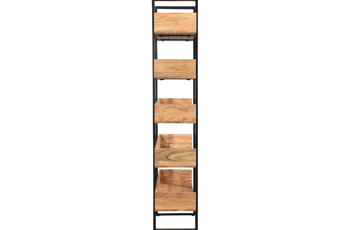 Bibliothèque industrielle en bois massif et métal noir L90 cm TAO