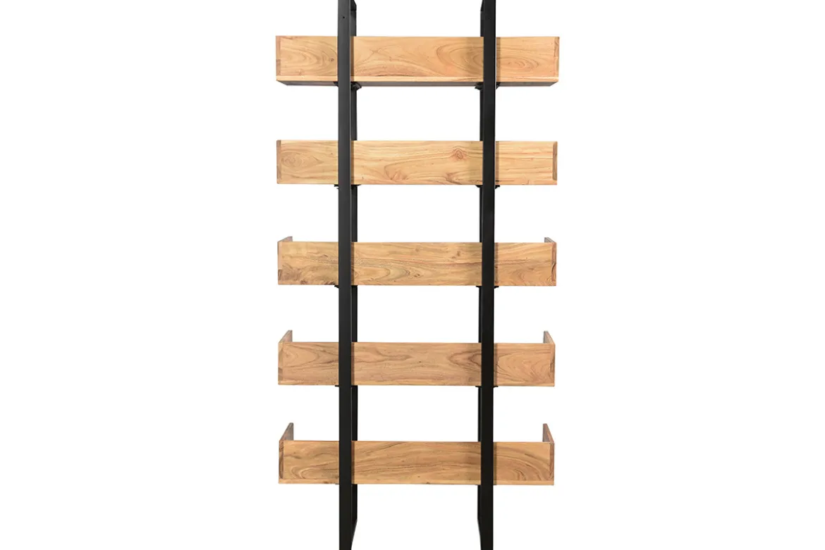 Bibliothèque industrielle en bois massif et métal noir L90 cm TAO