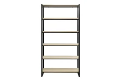 Bibliothèque industrielle ouverte en bois clair et métal noir L100 cm ARISTOTE