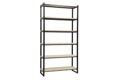 Bibliothèque industrielle ouverte en bois clair et métal noir L100 cm ARISTOTE