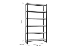 Bibliothèque industrielle ouverte en bois clair et métal noir L100 cm ARISTOTE