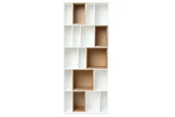 Bibliothèque modulable blanche et finition bois clair chêne L85 cm JAZZ