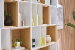 Bibliothèque modulable blanche et finition bois clair chêne L85 cm JAZZ