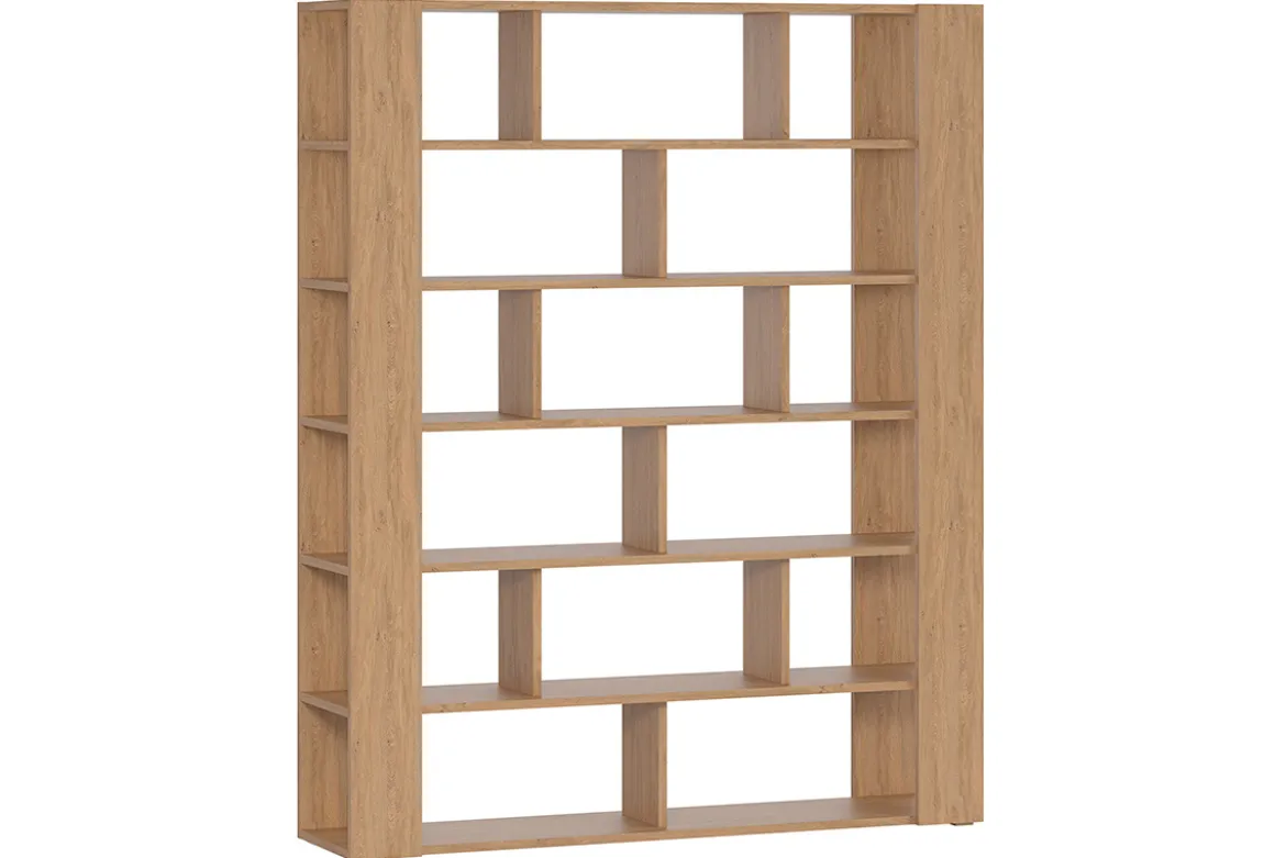 Bibliothèque multi casiers design finition bois clair chêne L168 cm MUSSO
