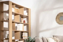 Bibliothèque multi casiers design finition bois clair chêne L168 cm MUSSO