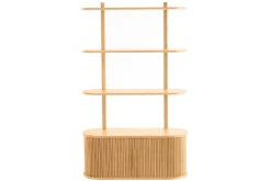 Bibliothèque murale en bois clair chêne avec rangement 2 portes coulissantes L90 cm EPIC