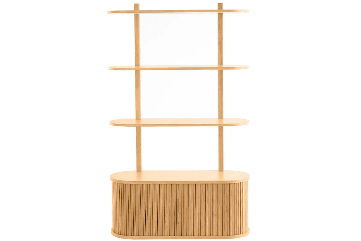 Bibliothèque murale en bois clair chêne avec rangement 2 portes coulissantes L90 cm EPIC