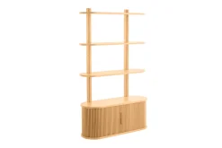 Bibliothèque murale en bois clair chêne avec rangement 2 portes coulissantes L90 cm EPIC