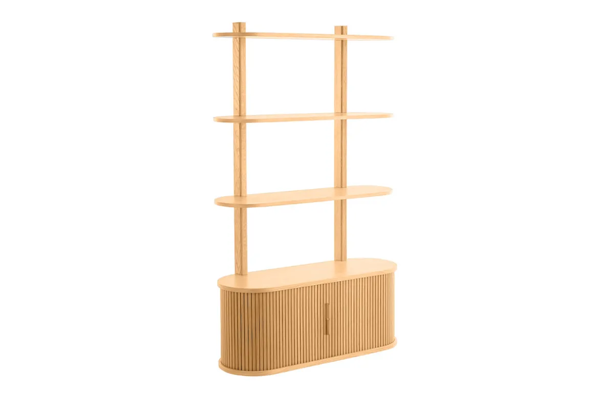 Bibliothèque murale en bois clair chêne avec rangement 2 portes coulissantes L90 cm EPIC