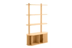 Bibliothèque murale en bois clair chêne avec rangement 2 portes coulissantes L90 cm EPIC