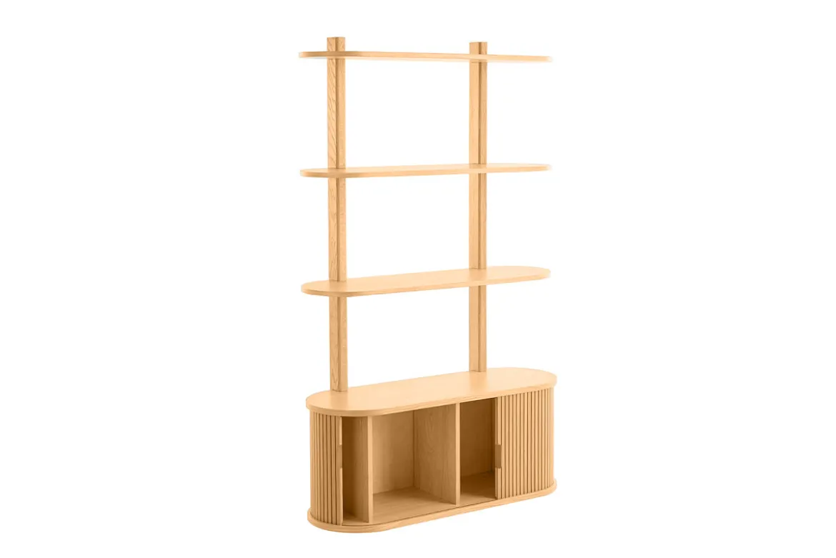 Bibliothèque murale en bois clair chêne avec rangement 2 portes coulissantes L90 cm EPIC