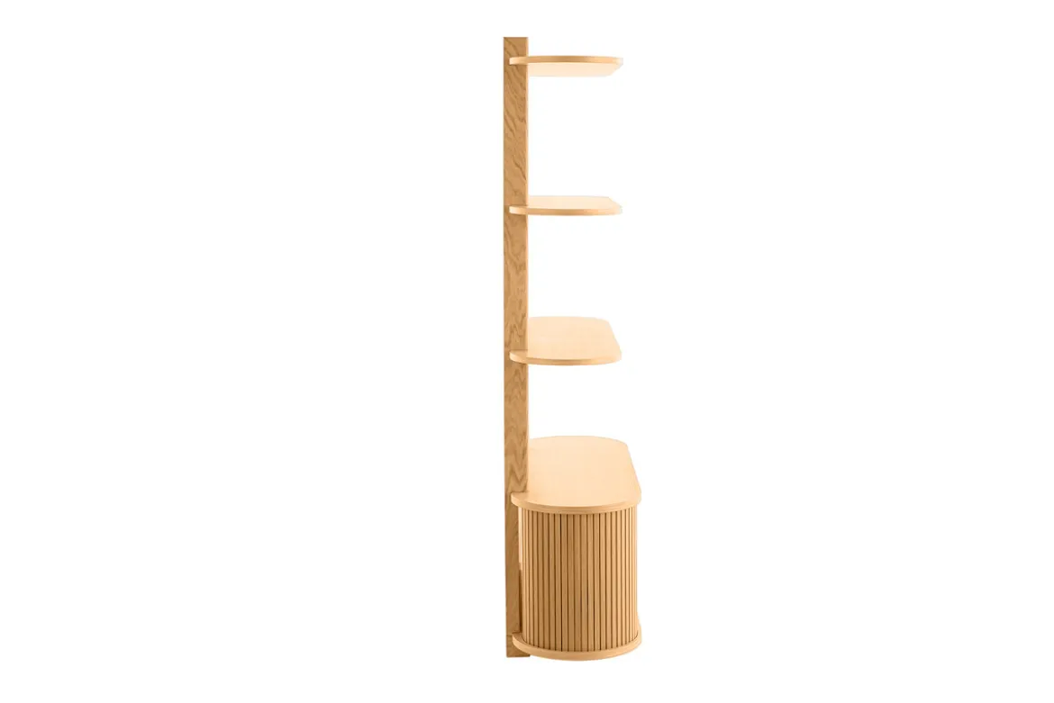 Bibliothèque murale en bois clair chêne avec rangement 2 portes coulissantes L90 cm EPIC