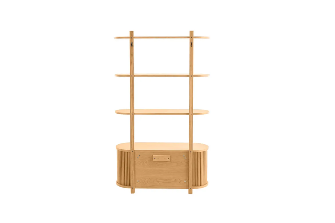 Bibliothèque murale en bois clair chêne avec rangement 2 portes coulissantes L90 cm EPIC
