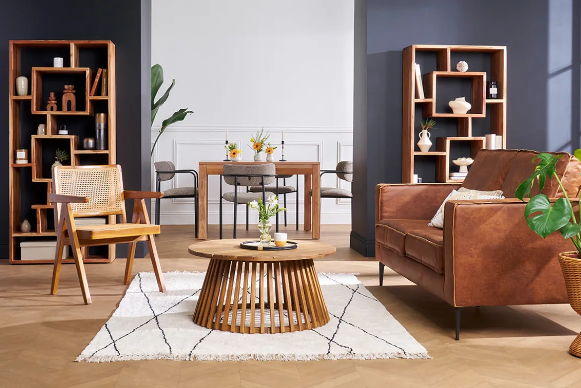 Bibliothèque ouverte design en bois massif L80 cm CHAPMAN