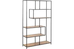 Bibliothèque ouverte finition bois clair et métal noir L114 cm TRESCA