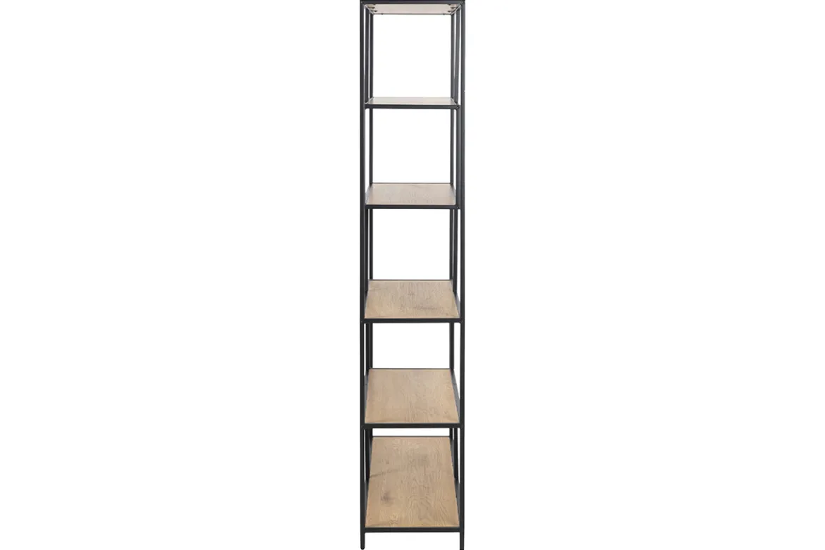 Bibliothèque ouverte finition bois clair et métal noir L114 cm TRESCA