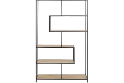 Bibliothèque ouverte finition bois clair et métal noir L114 cm TRESCA