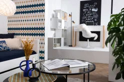 Bibliothèque ouverte séparateur design blanc laqué brillant L139 cm COMO