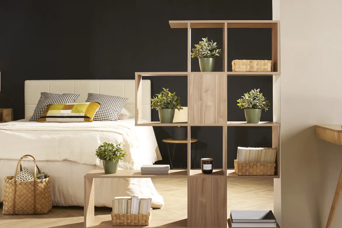 Bibliothèque ouverte séparateur design blanc laqué brillant L139 cm COMO