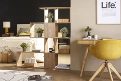 Bibliothèque ouverte séparateur design finition bois clair chêne L139 cm COMO