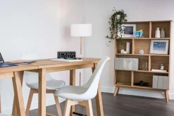 Bibliothèque scandinave en bois clair chêne 8 casiers L110 cm INGRID