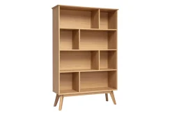 Bibliothèque scandinave en bois clair chêne 8 casiers L110 cm INGRID
