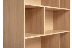 Bibliothèque scandinave en bois clair chêne 8 casiers L110 cm INGRID