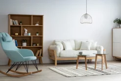 Bibliothèque scandinave en bois clair chêne 8 casiers L110 cm INGRID