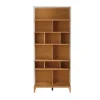 Bibliothèque scandinave en bois clair chêne et blanc L90 cm ABEL