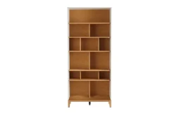 Bibliothèque scandinave en bois clair chêne et blanc L90 cm ABEL