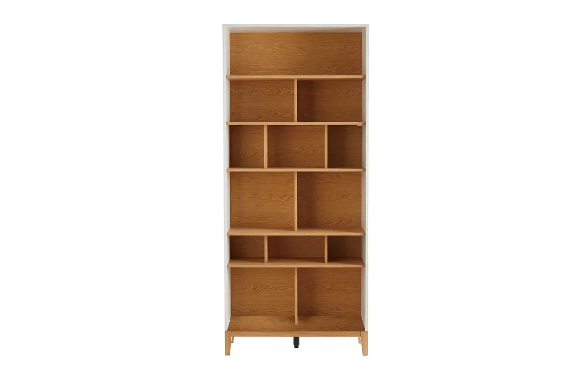Bibliothèque scandinave en bois clair chêne et blanc L90 cm ABEL