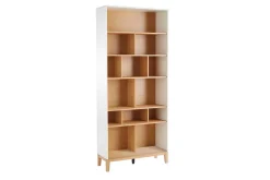 Bibliothèque scandinave en bois clair chêne et blanc L90 cm ABEL