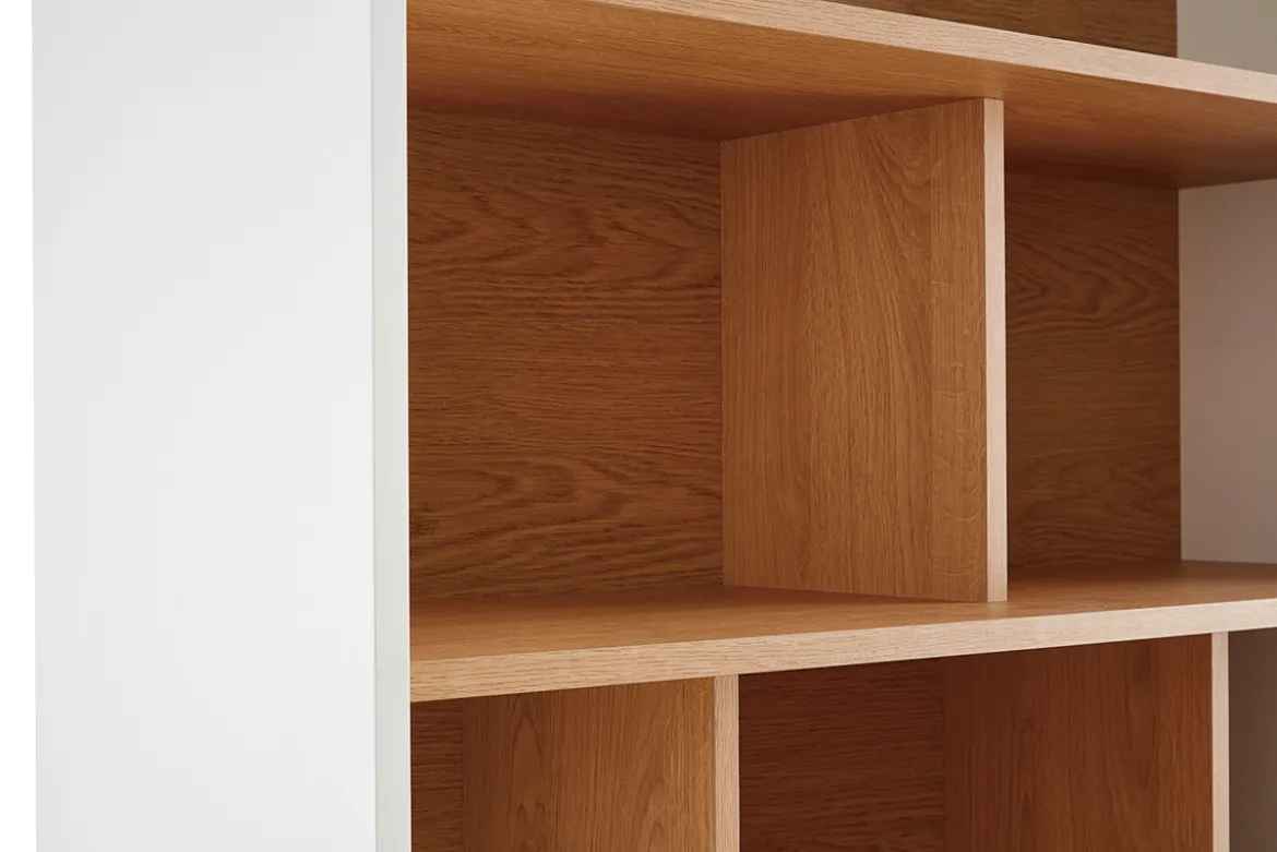 Bibliothèque scandinave en bois clair chêne et blanc L90 cm ABEL