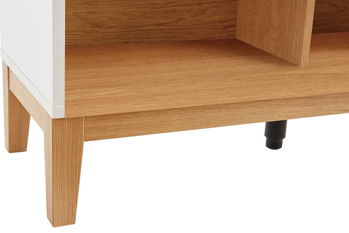 Bibliothèque scandinave en bois clair chêne et blanc L90 cm ABEL