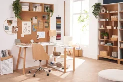 Bibliothèque scandinave en bois clair chêne et blanc L90 cm ABEL