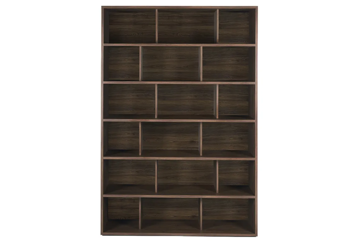 Bibliothèque scandinave finition bois foncé noyer L140 cm EPURE