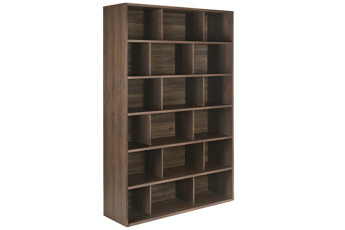 Bibliothèque scandinave finition bois foncé noyer L140 cm EPURE