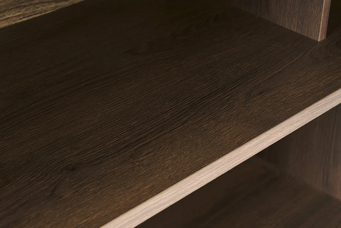 Bibliothèque scandinave finition bois foncé noyer L140 cm EPURE