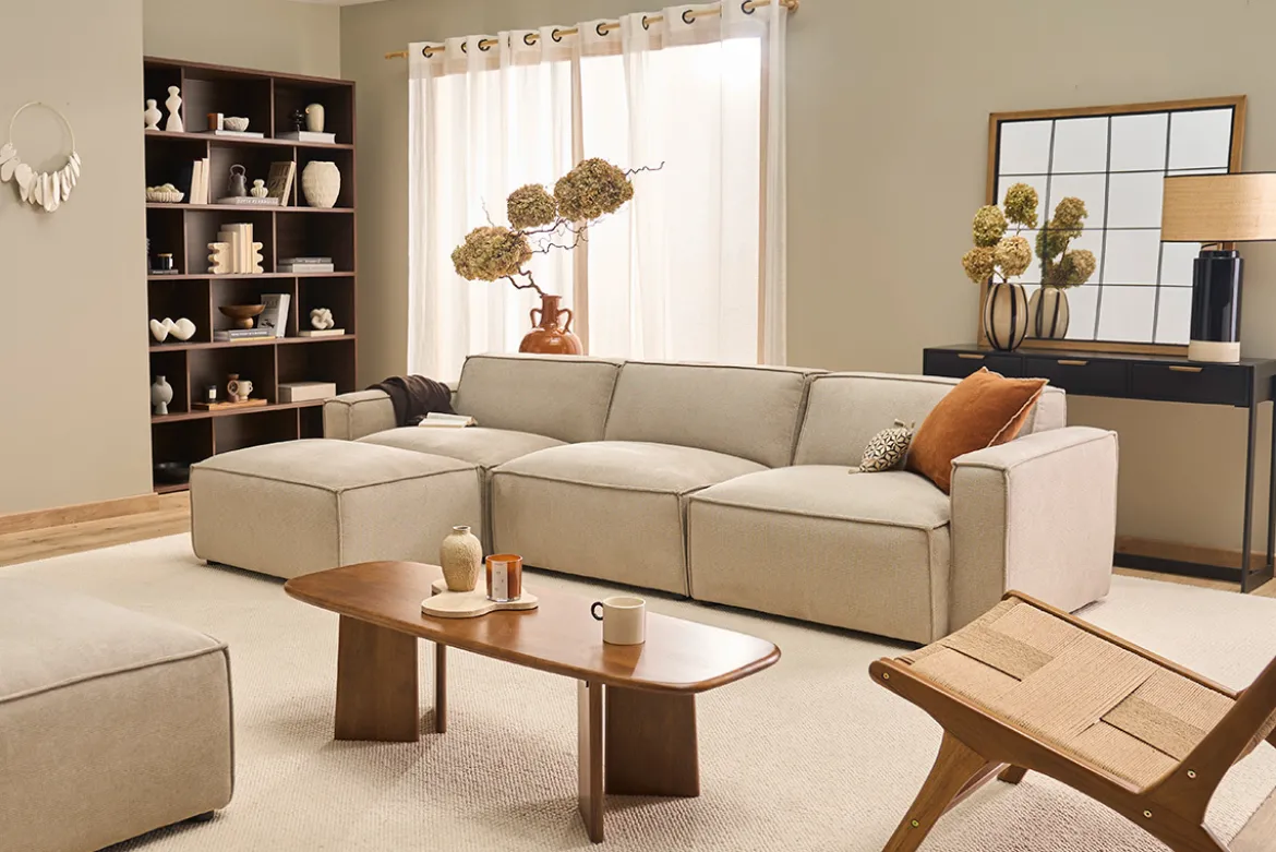 Bibliothèque scandinave finition bois foncé noyer L140 cm EPURE