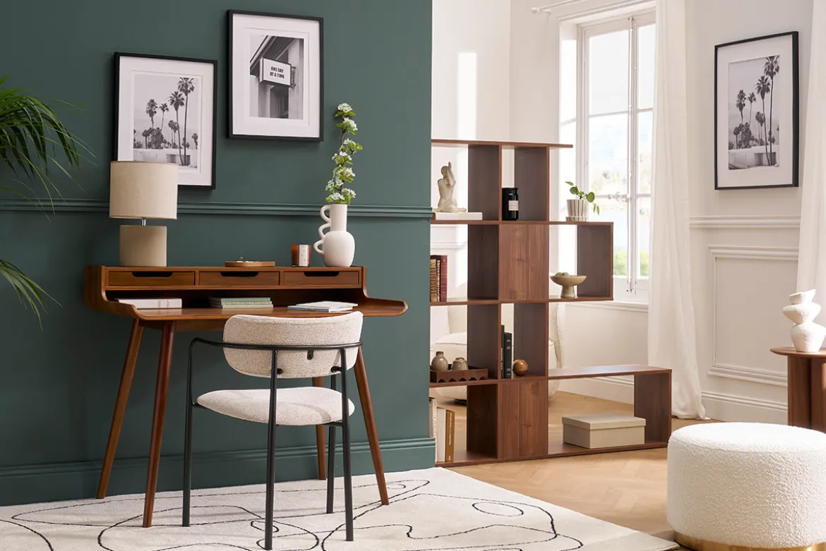 Bibliothèque séparateur design finition bois noyer L139 cm COMO