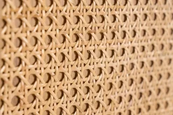 Bibliothèque séparatrice avec rangements finition bois clair chêne et cannage rotin L100 cm ALICANTE