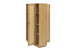 Bibliothèque séparatrice avec rangements finition bois clair chêne et cannage rotin L100 cm ALICANTE