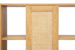 Bibliothèque séparatrice avec rangements finition bois clair chêne et cannage rotin L100 cm ALICANTE