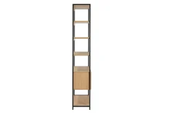Bibliothèque étagère avec rangement fermé finition bois clair chêne et métal noir L94 cm FLEA